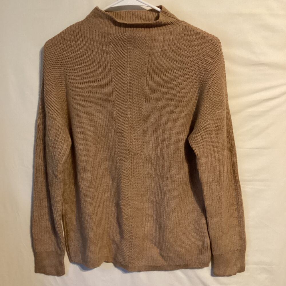 2612 Rachel Zoe Womens Sweater Mock Neck Tan Size Extra Small